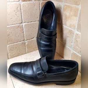 Ecco Men's Size 11 Black Leather Slip-On Loafers with Buckle Accent
